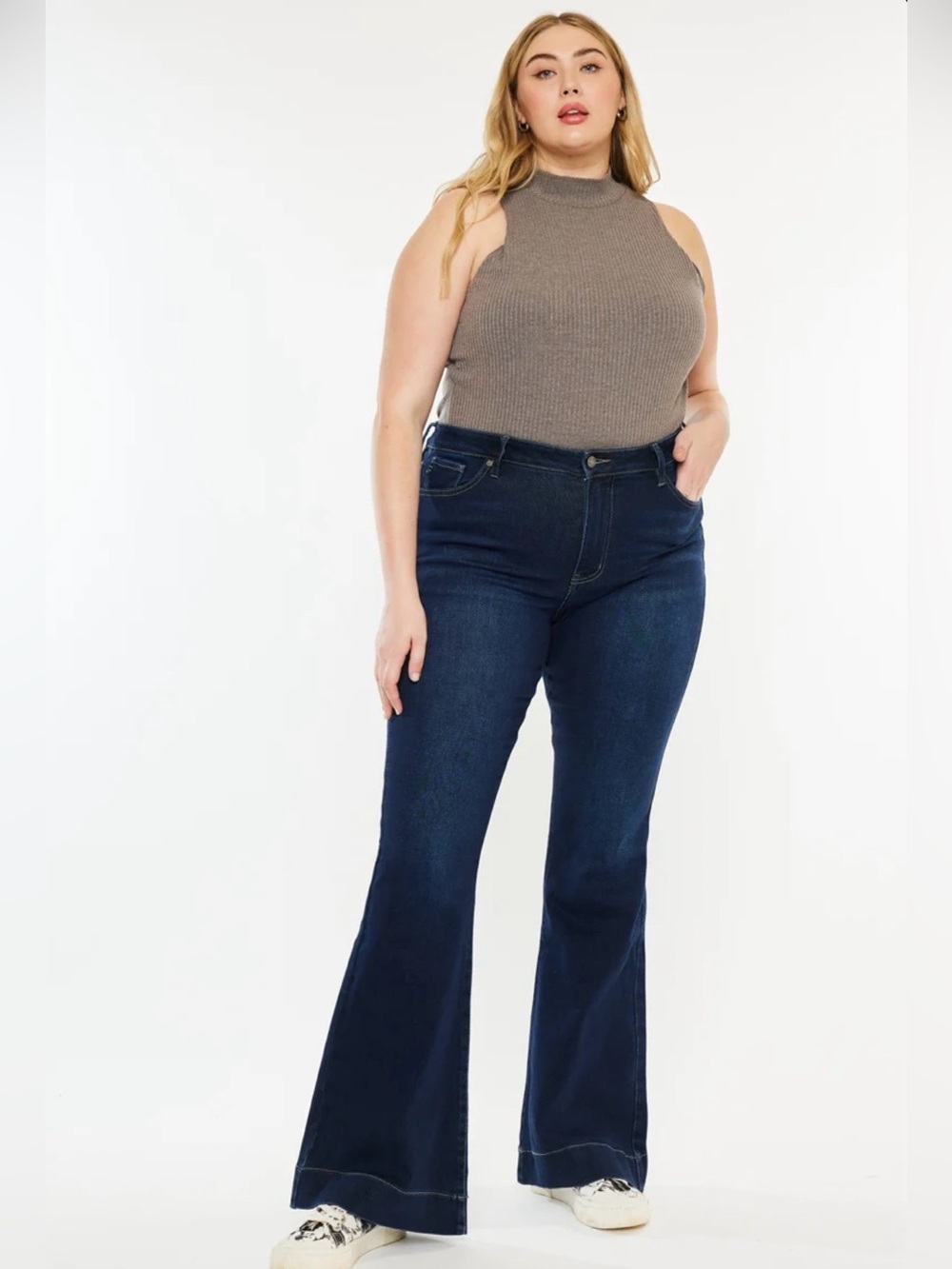 Venezia Vintage Flare Jeans Dark Wash High Rise Plus Size 20P